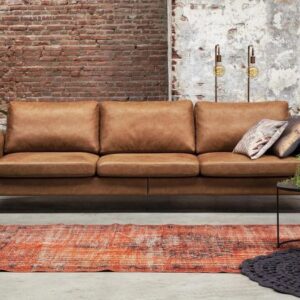 Zwolle 4-zitsbank 283cm Microleder Cognac
