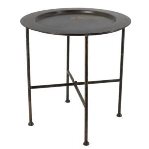 Bijzettafel rond metaal bruin 48cm