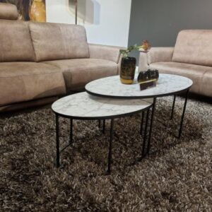 Salontafel Set Deventer Rond 2-Delig Marmer