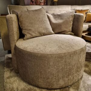 Loveseat Circle Velvet Beige 107cm
