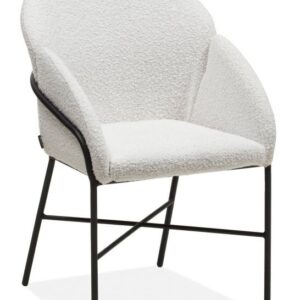 Armstoel Fleur boucle stof wit